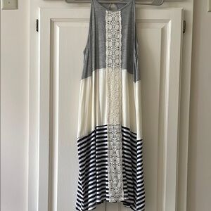 Gray and White Striped Tank Dress